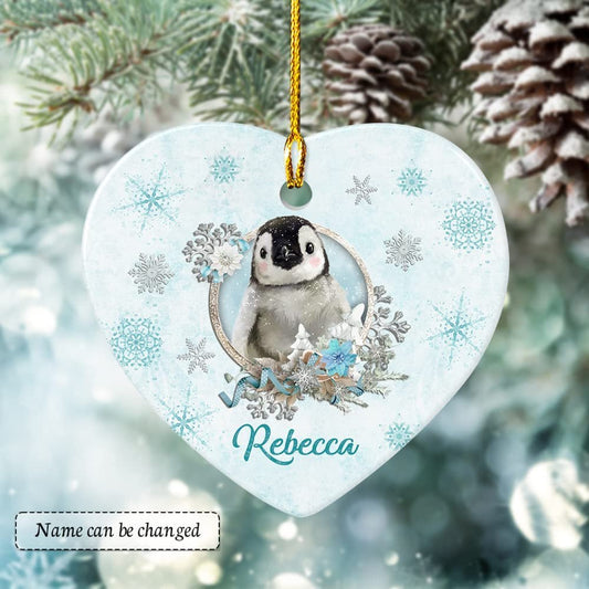 Personalized Ceramic Penguin Ornament Jewelry Style