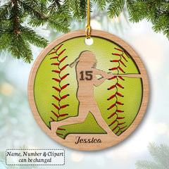 Personalized Ceramic Softball Ornament & Number