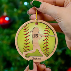 Personalized Ceramic Softball Ornament & Number