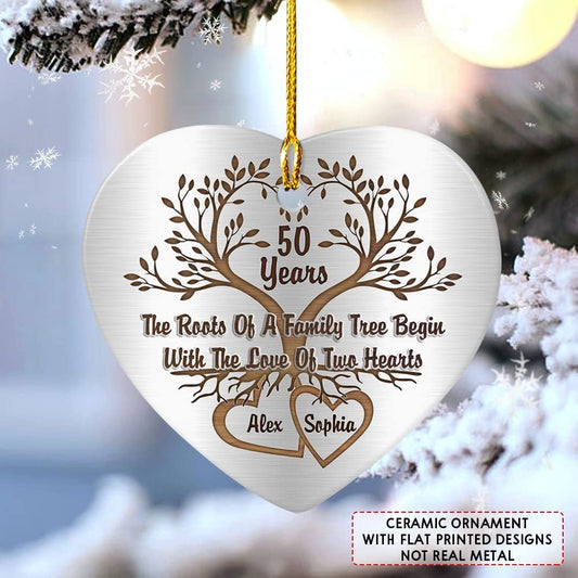 Personalized Couple Anniversary Ornament Golden Married