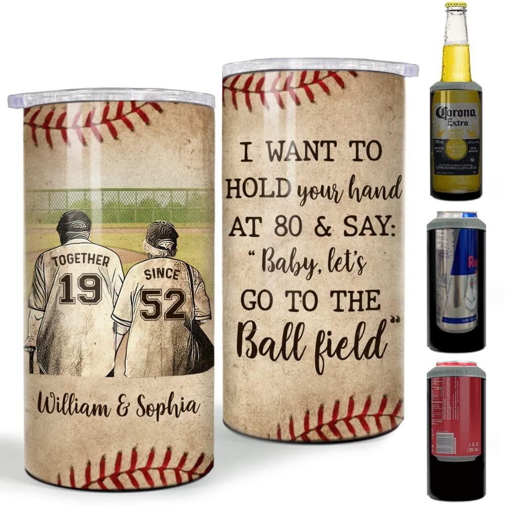Personalized Couple Baseball Can Cooler For Boyfriend Girlfriend
