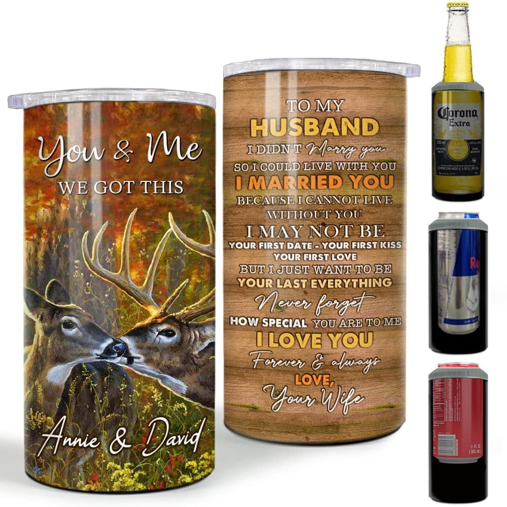 Personalized Couple Can Cooler Hunting Deer To My Husband From Wife
