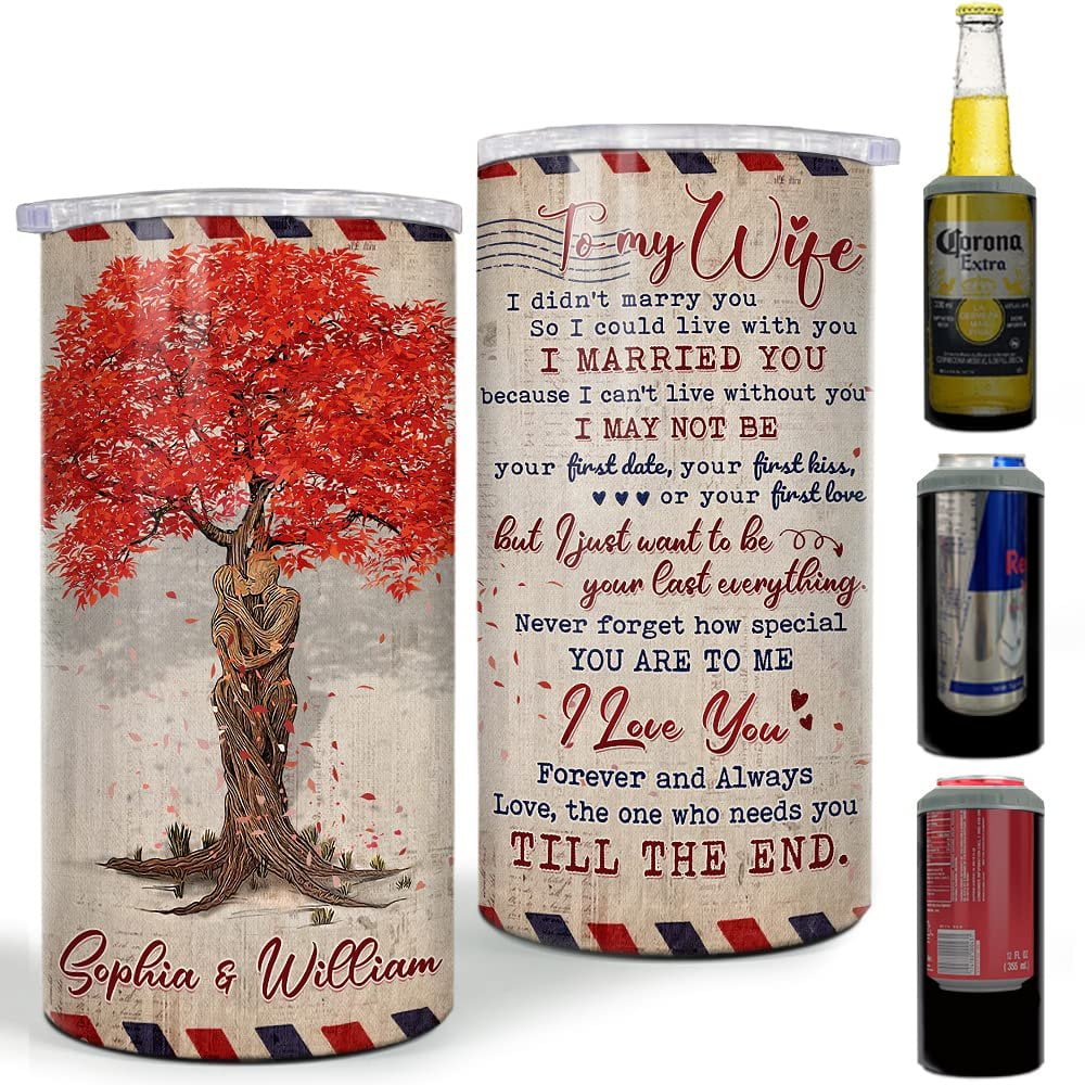 Personalized Couple Can Cooler Letter To My Wife Tree For Couple