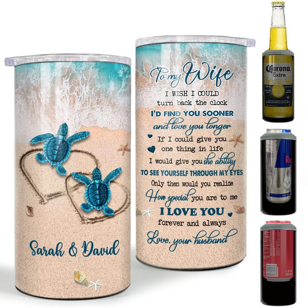 Personalized Couple Can Cooler Sea Turtle To My Wife From Husband