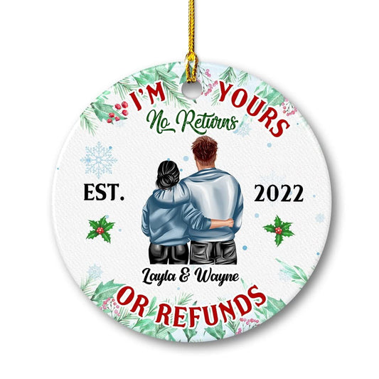 Personalized Couple Ornament Clipart I'm Yours No Returns