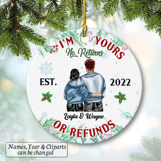 Personalized Couple Ornament Clipart I'm Yours No Returns