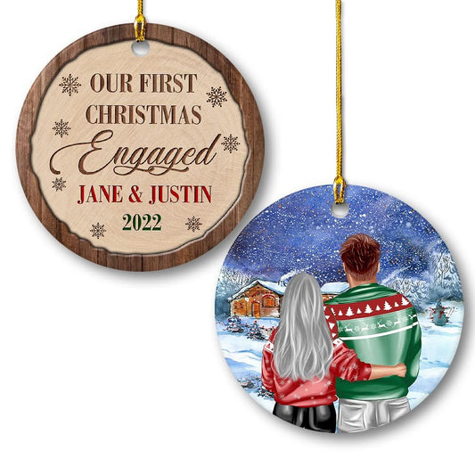 Personalized Couple Ornament First Christmas Engaged