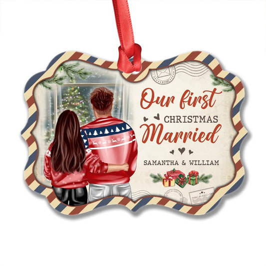 Personalized Couple Ornament First Christmas Married Custom