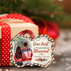 Personalized Couple Ornament First Christmas Married Custom