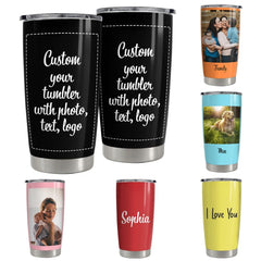 Personalized Couple Tumbler Custom with Picture Text Logo For Boy Girl