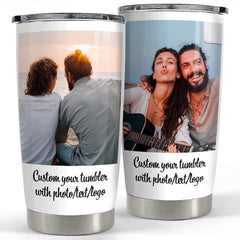 Personalized Couple Tumbler Custom with Picture Text Logo For Boy Girl
