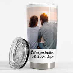 Personalized Couple Tumbler Custom with Picture Text Logo For Boy Girl