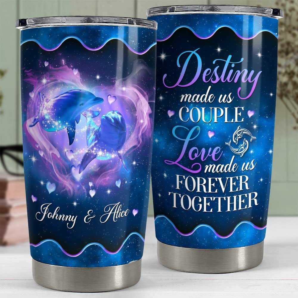 Personalized Couple Tumbler Dolphin Ocean Love Forever Husband Wife