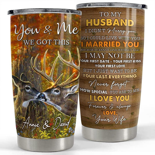 Personalized Couple Tumbler Hunting Deer To My Husband From Wife
