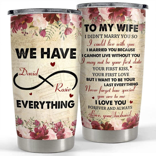 Personalized Couple Tumbler To My Wife Flowers From Husband Gift