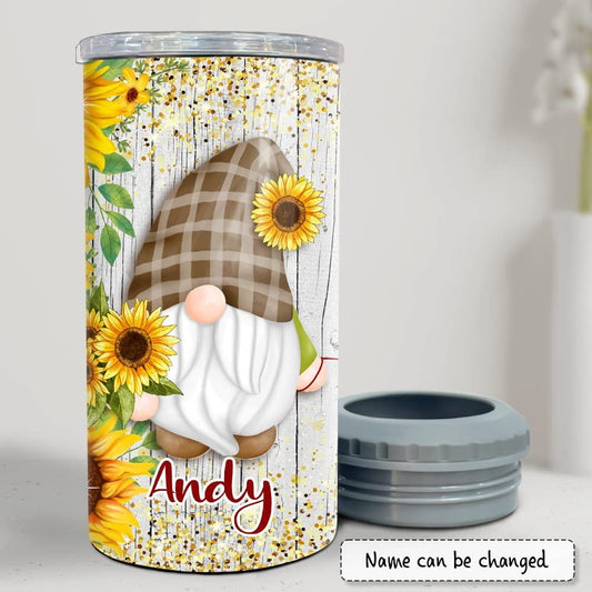 Personalized Couples Can Cooler Gift For Couple Gnomes Sunflower