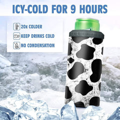 Personalized Cow Can Cooler Cowhide Doodle Farmers For Girl Women