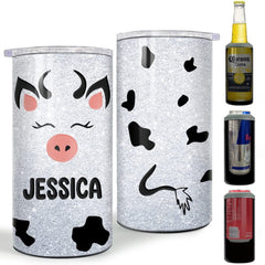 Personalized Cow Can Cooler Glitter Drawing Women Girl For Women
