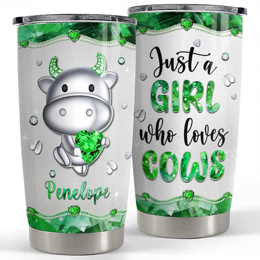 Personalized Cow Tumbler Jewelry Style Girl Loves Cows Animal Lover