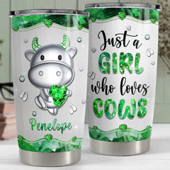 Personalized Cow Tumbler Jewelry Style Girl Loves Cows Animal Lover