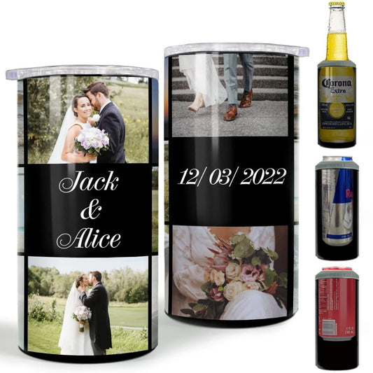 Personalized Custom Photo Can Cooler For Couple Picture Collage