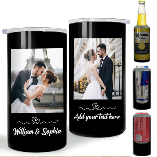 Personalized Custom Photo Can Cooler For Couple With Custom Text