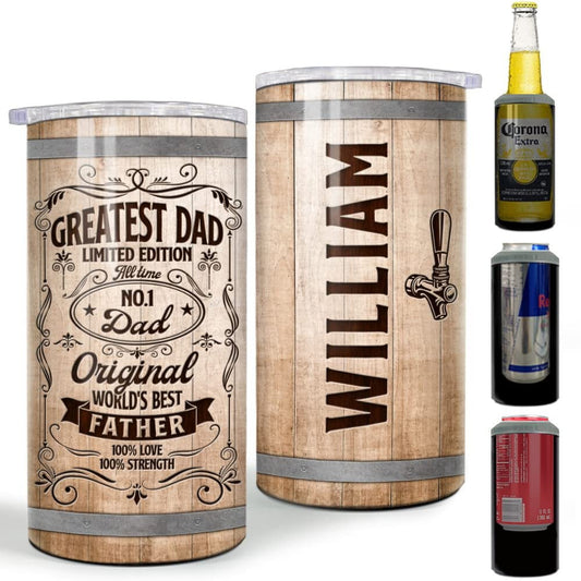 Personalized Dad Can Cooler Greatest Dad Barrels Beer Style For Papa