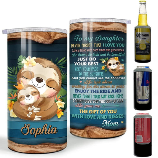 Personalized Daughter Can Cooler Gift From Mom Baby Sloth For Daughter