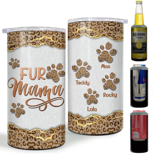 Personalized Dog Mom Can Cooler Leopard Fur Mama Mother's Day Gifts