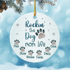 Personalized Dog Mom Ornament Rocking The Dog Mom Life