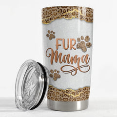 Personalized Dog Mom Tumbler Leopard Fur Mama Mother's Day Gifts
