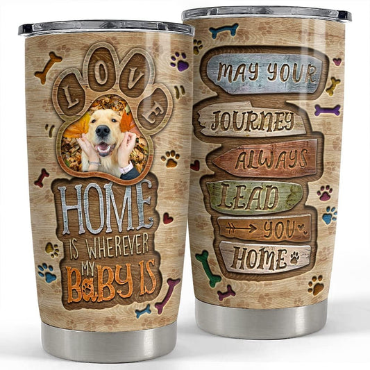 Personalized Dog Photo Tumbler Engraved Drawing Tumblers For Lover
