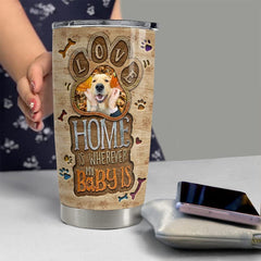 Personalized Dog Photo Tumbler Engraved Drawing Tumblers For Lover