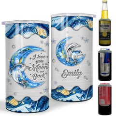 Personalized Dolphin Can Cooler Jewelry Drawing Style Blue Moon