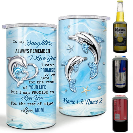Personalized Dolphin Can Cooler Mom Daughter Jewelry Drawing Style