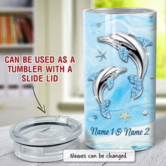 Personalized Dolphin Can Cooler Mom Daughter Jewelry Drawing Style