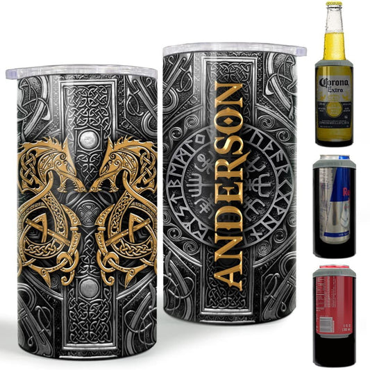 Personalized Dragon Can Cooler Viking Dragon Metallic For Animal Lover