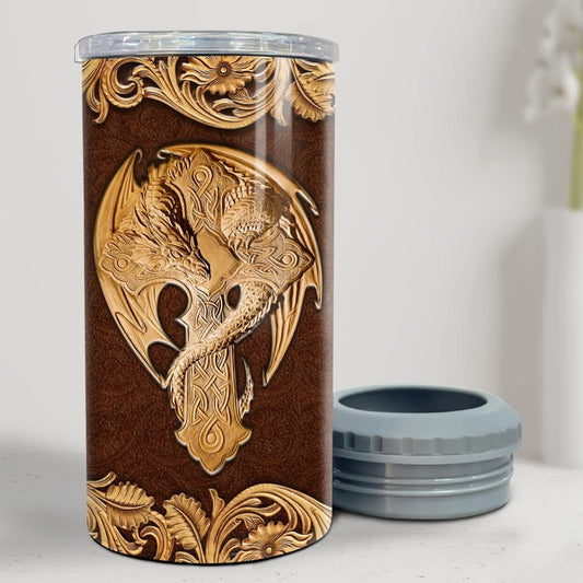 Personalized Dragon Can Cooler Viking Style Gift For Dragon Lover