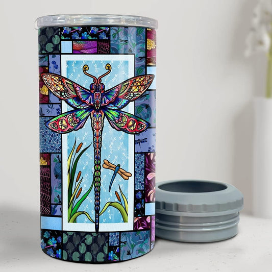 Personalized Dragonfly Can Cooler Mosaic Lover Best Gift For Girl