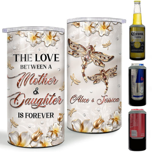 Personalized Dragonfly Can Cooler With Mom And Daughter For Women