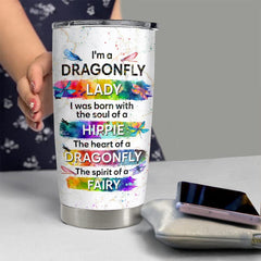Personalized Dragonfly Tumbler Dragonfly Hippie Lady For Animal Lover