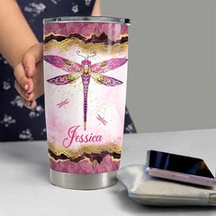 Personalized Dragonfly Tumbler What If I Fall What If You Fly