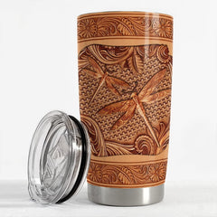 Personalized Dragonfly Tumbler Wood Sculpture Drawing Best Gift