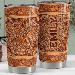 Personalized Dragonfly Tumbler Wood Sculpture Drawing Best Gift