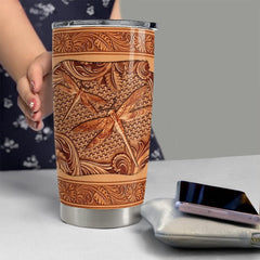 Personalized Dragonfly Tumbler Wood Sculpture Drawing Best Gift