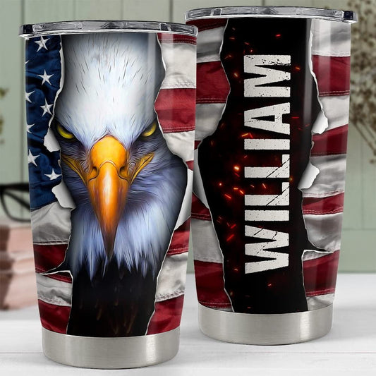 Personalized Eagle Tumbler Bald Eagle American Flag For Animal Lover