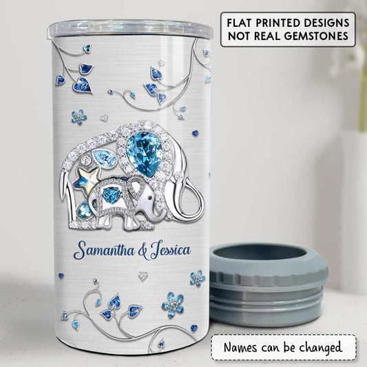 Personalized Elephant Can Cooler Crystal Drawing To Mom From Daughter