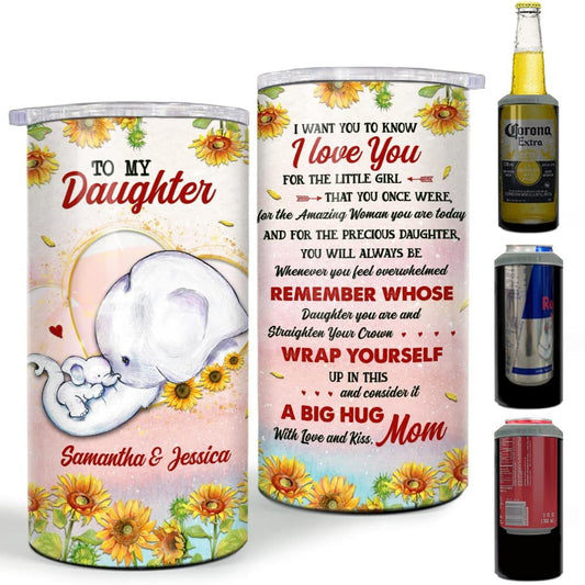 Personalized Elephant Can Cooler Daughter And Mom Cute Nice Gift