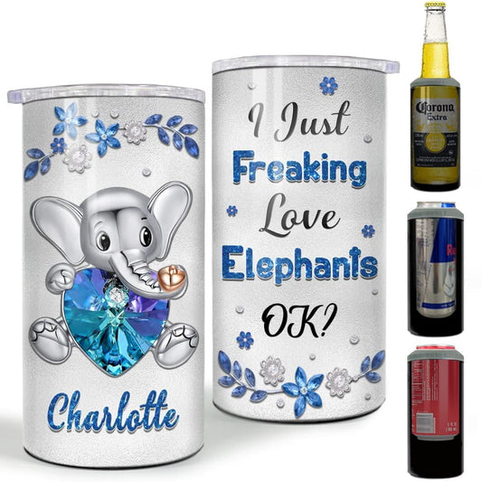Personalized Elephant Can Cooler I Just Freaking Love Elephants