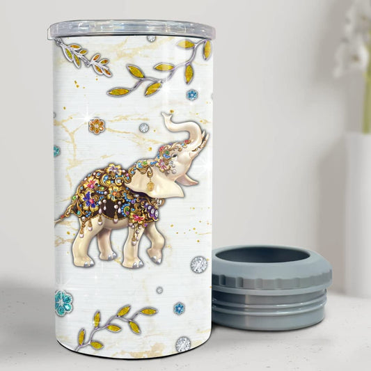 Personalized Elephant Can Cooler Jewelry Drawing For Animal Lover
